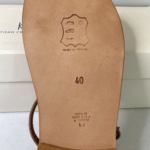 K.Jacques Laura Flat Sandals Pul Natural Handmade Leather Double-Strap - Picture 10 of 15